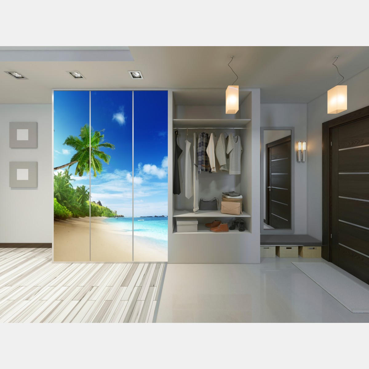 Naklejka na szafę zachód słońca na plaży Mahe, Seszele – Wallissimo® Naklejka na szafę zachód słońca na plaży Mahe, Seszele – Wallissimo®