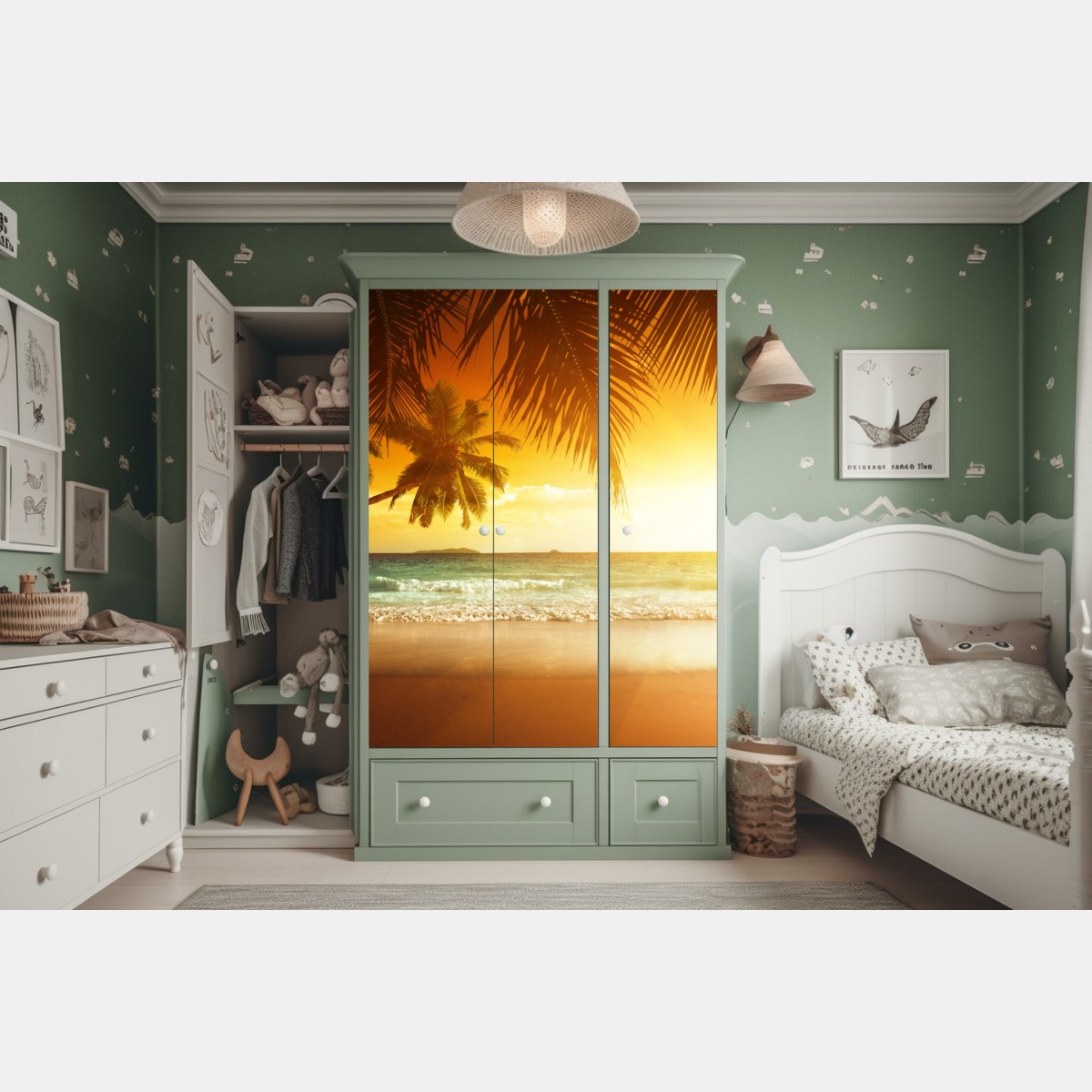 Naklejka na szafę złoty zachód słońca na Karaibach – Wallissimo® Naklejka na szafę złoty zachód słońca na Karaibach – Wallissimo®