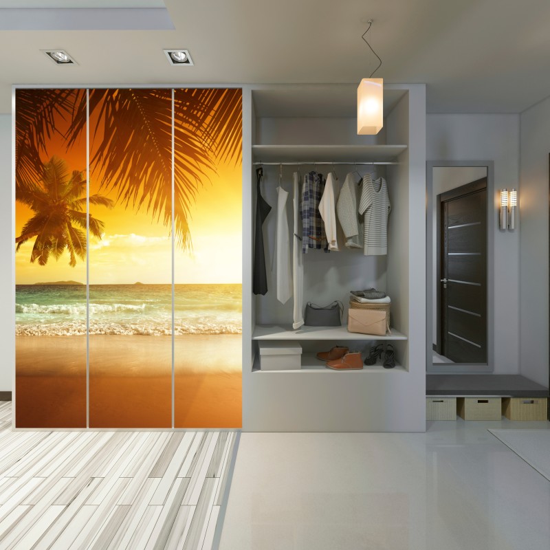 Naklejka na szafę złoty zachód słońca na Karaibach – Wallissimo® Naklejka na szafę złoty zachód słońca na Karaibach – Wallissimo®