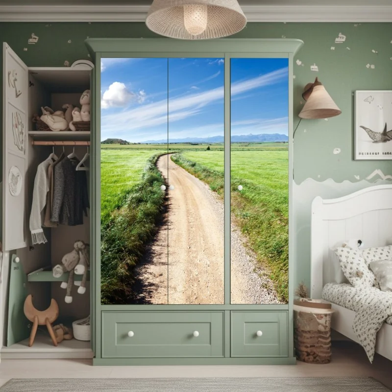 Naklejka na szafę mchowa leśna ścieżka – Wallissimo®