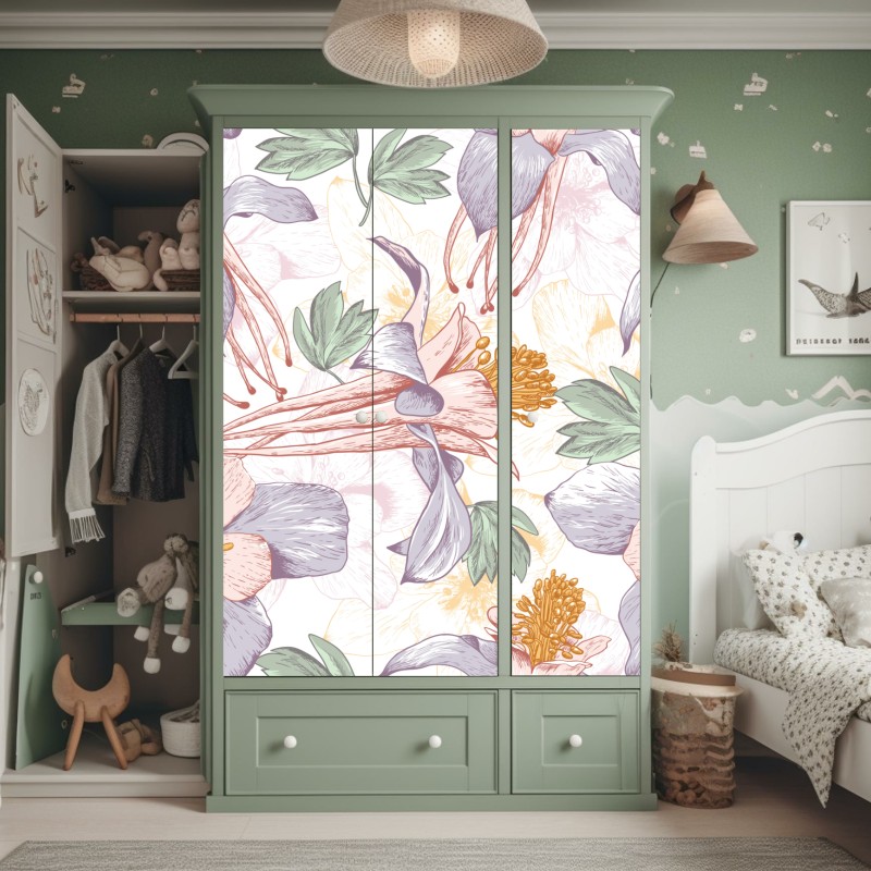 Naklejka na szafę tropikalny zachód słońca z palmami – Wallissimo®