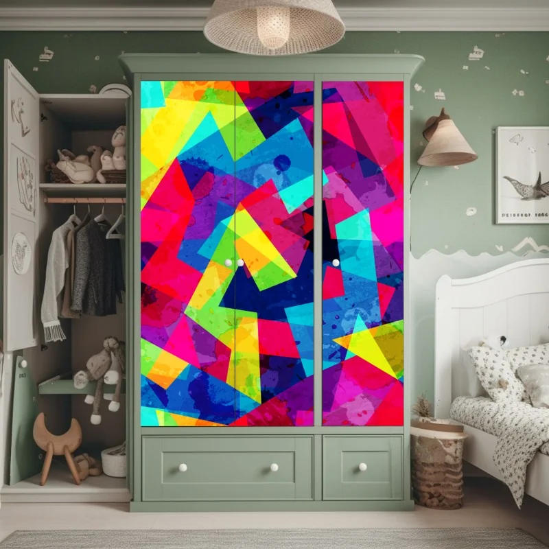 Naklejka na szafę vintage tropikalny wzór z liśćmi – Wallissimo®