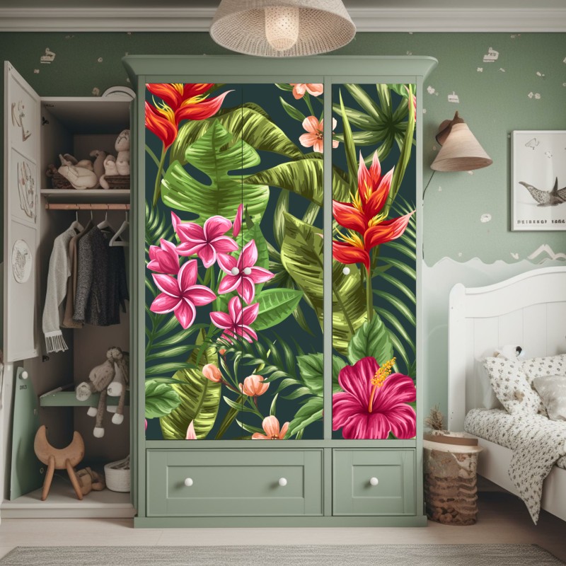 Naklejka na szafę elegancki szary wzór damasceński – Wallissimo®