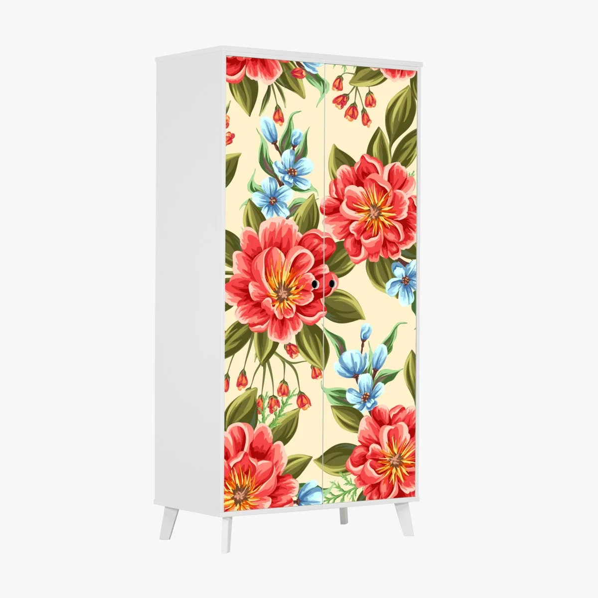 Naklejka na szafę intensywny akwarelowy wzór kwiatowy – Wallissimo® Naklejka na szafę intensywny akwarelowy wzór kwiatowy – Wallissimo®