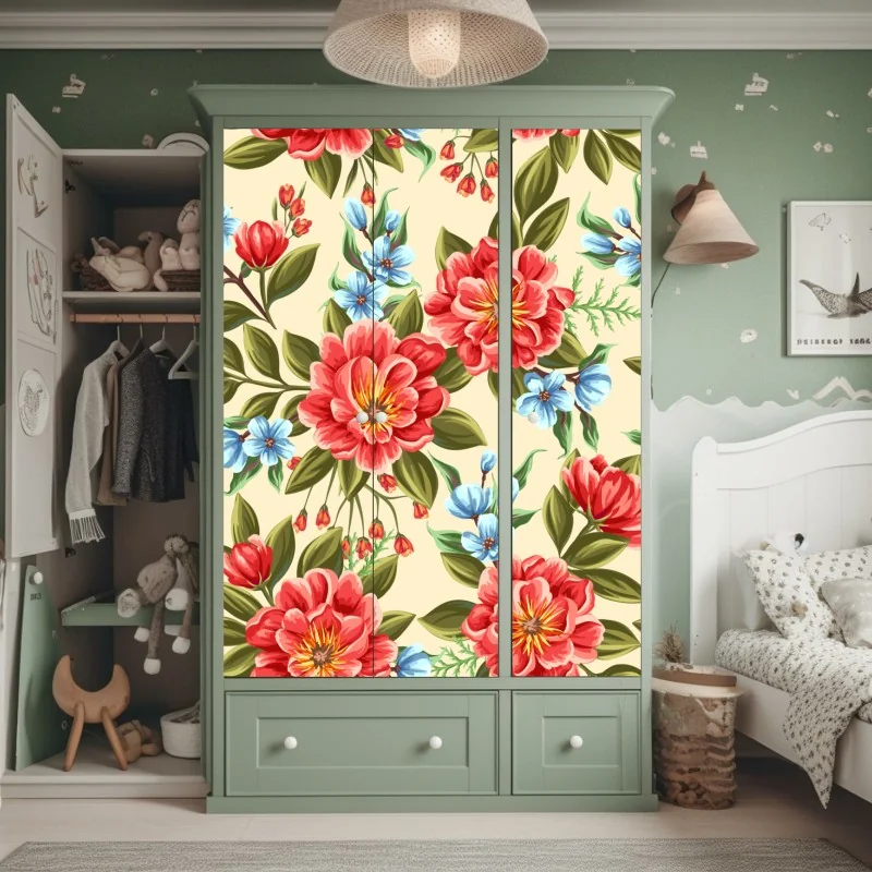 Naklejka na szafę delikatne białe storczyki na stonowanym tle – Wallissimo®