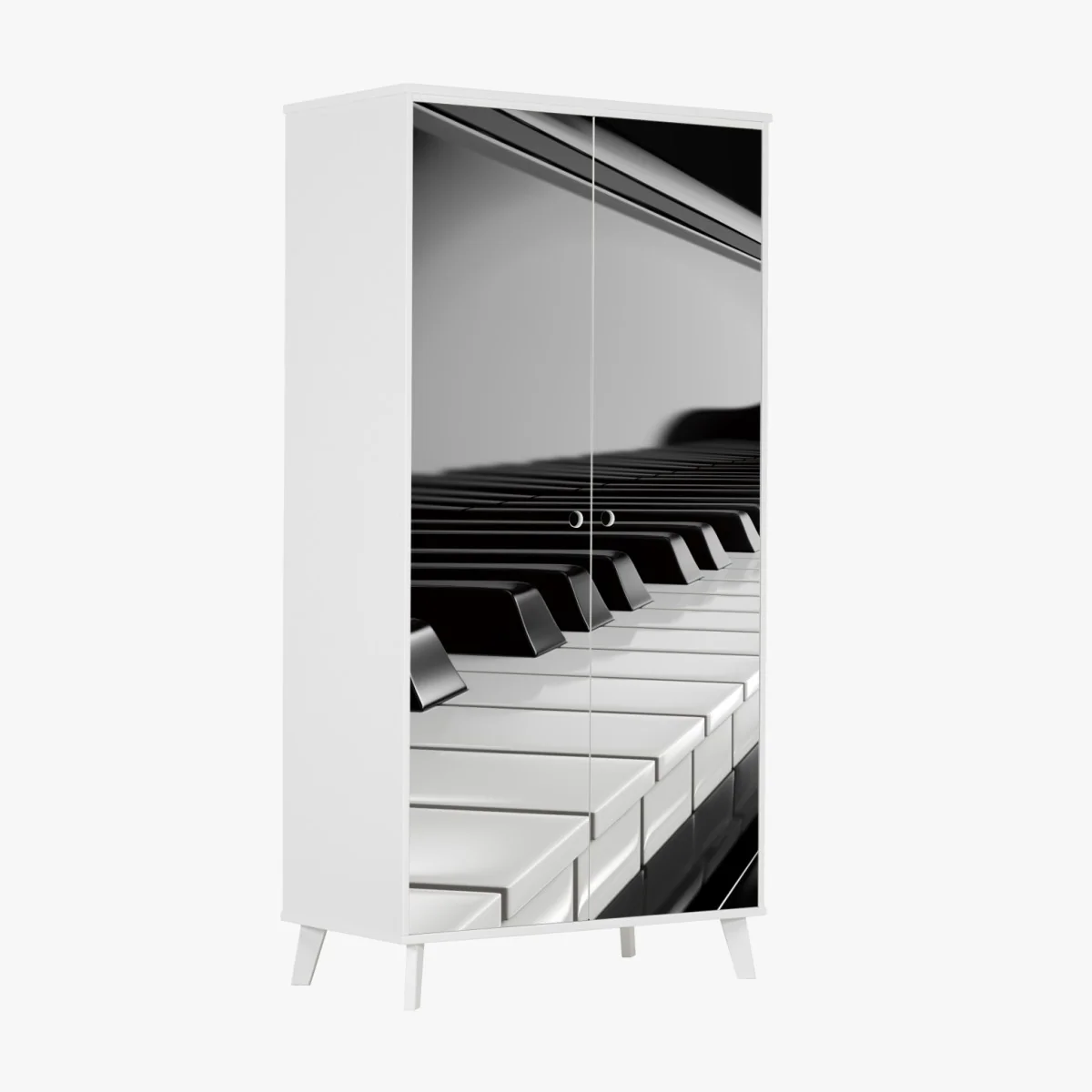 Naklejka na szafę eleganckie czarno-białe klawisze fortepianu – Wallissimo® Naklejka na szafę eleganckie czarno-białe klawisze fortepianu – Wallissimo®