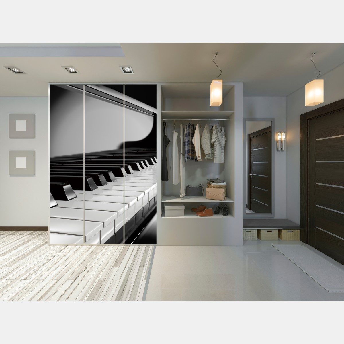 Naklejka na szafę eleganckie czarno-białe klawisze fortepianu – Wallissimo® Naklejka na szafę eleganckie czarno-białe klawisze fortepianu – Wallissimo®