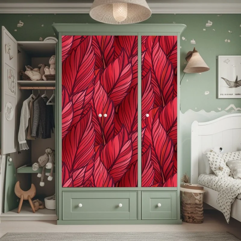 Naklejka na szafę elegancki szary wzór damasceński – Wallissimo®