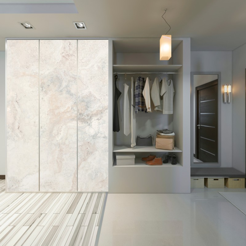 Naklejka na szafę miękka beżowa tekstura marmuru – Wallissimo® Naklejka na szafę miękka beżowa tekstura marmuru – Wallissimo®