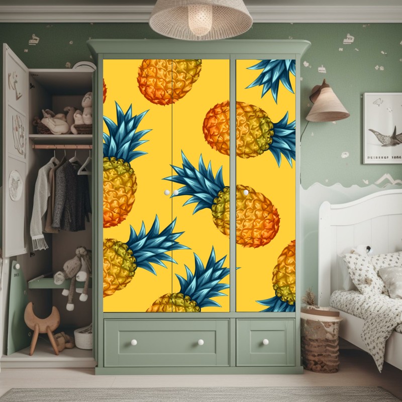 Naklejka na szafę zielony aloes na różowym tle – Wallissimo®