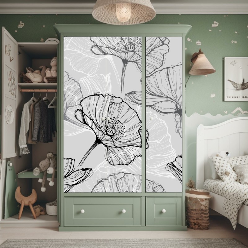 Naklejka na szafę żywy zachód słońca z palmami – Wallissimo®