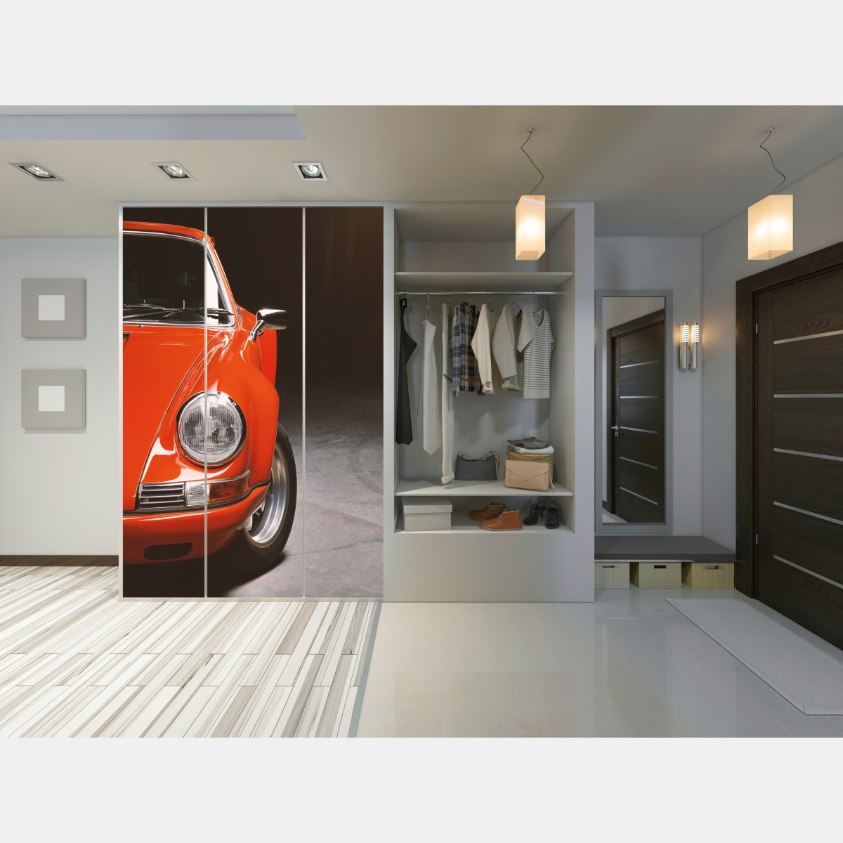 Naklejka na szafę czerwony zabytkowy samochód sportowy zbliżenie – Wallissimo® Naklejka na szafę czerwony zabytkowy samochód sportowy zbliżenie – Wallissimo®