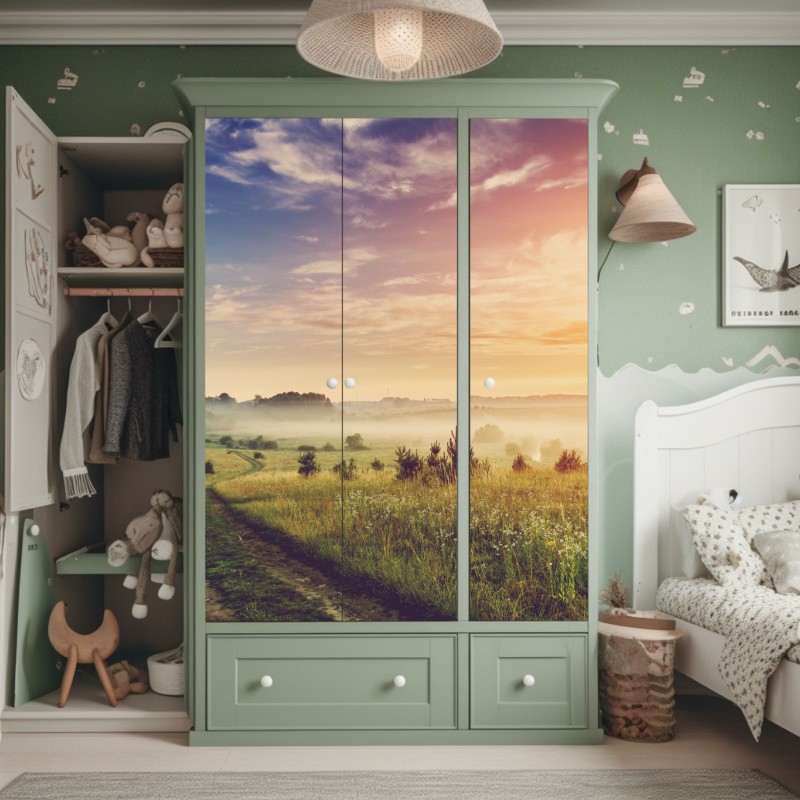 Naklejka na szafę Tadź Mahal odbicie w porannym świetle – Wallissimo®