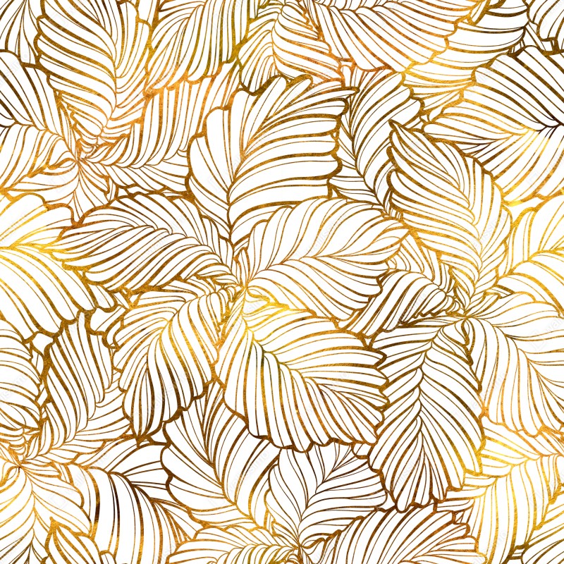 Naklejka na szafę złote liście w stylu line art – Wallissimo® Naklejka na szafę złote liście w stylu line art – Wallissimo®