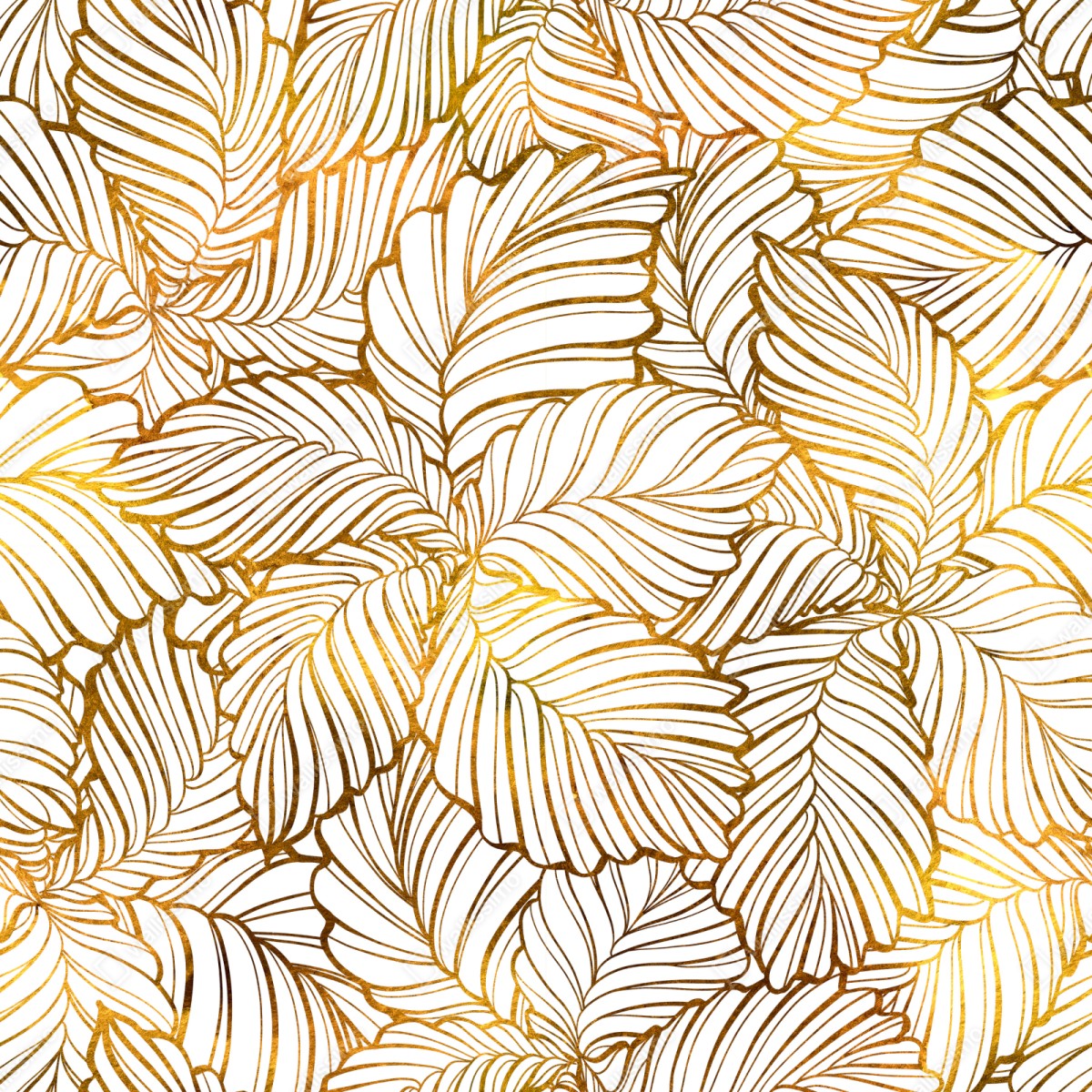 Naklejka na szafę złote liście w stylu line art – Wallissimo® Naklejka na szafę złote liście w stylu line art – Wallissimo®