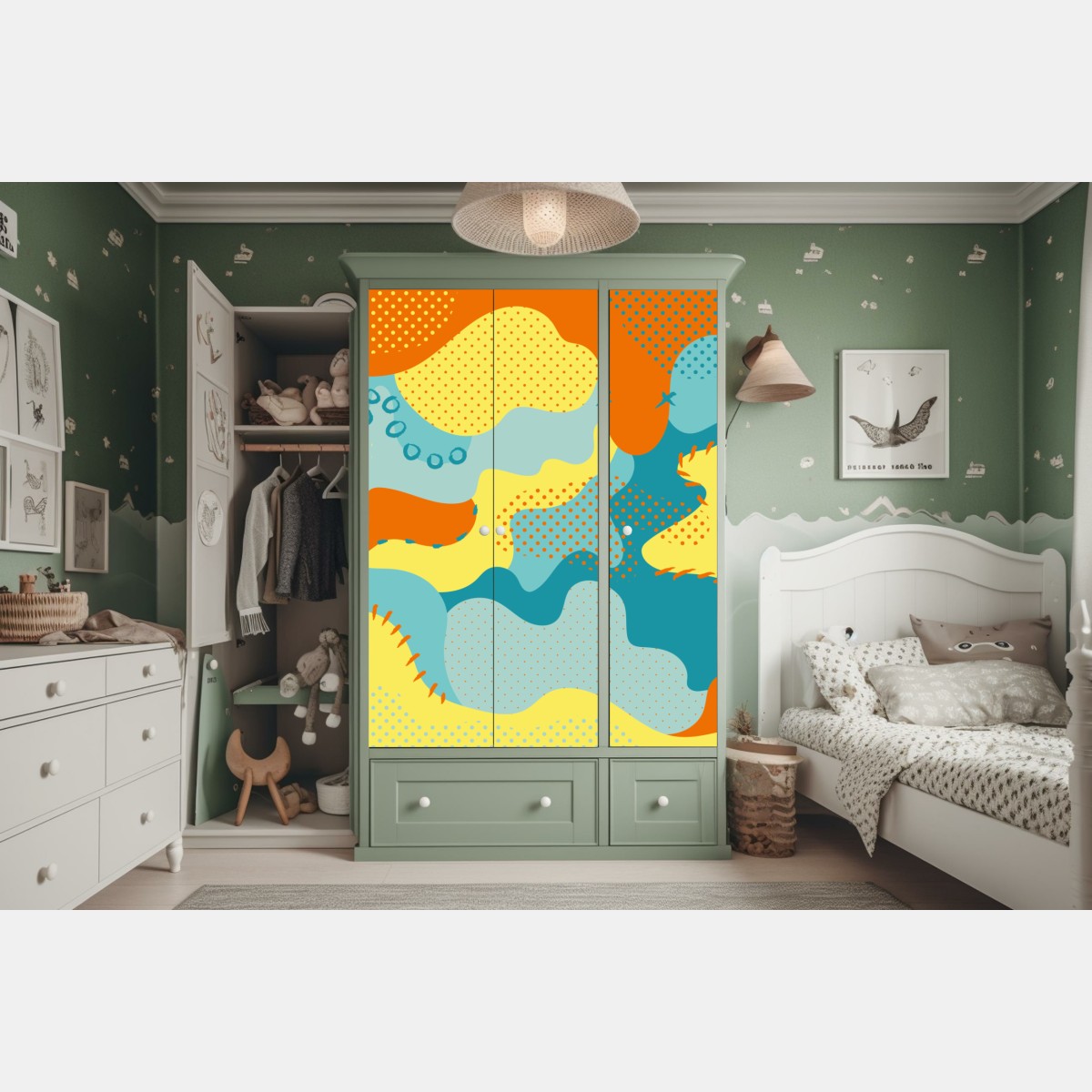 Naklejka na szafę żywy abstrakcyjny motyw pop-art – Wallissimo® Naklejka na szafę żywy abstrakcyjny motyw pop-art – Wallissimo®