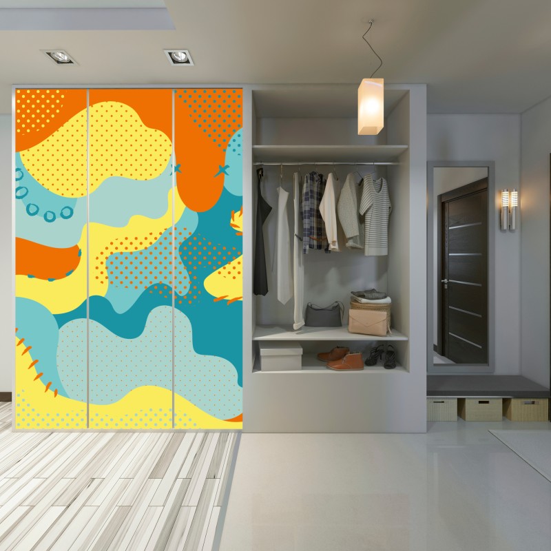 Naklejka na szafę żywy abstrakcyjny motyw pop-art – Wallissimo® Naklejka na szafę żywy abstrakcyjny motyw pop-art – Wallissimo®