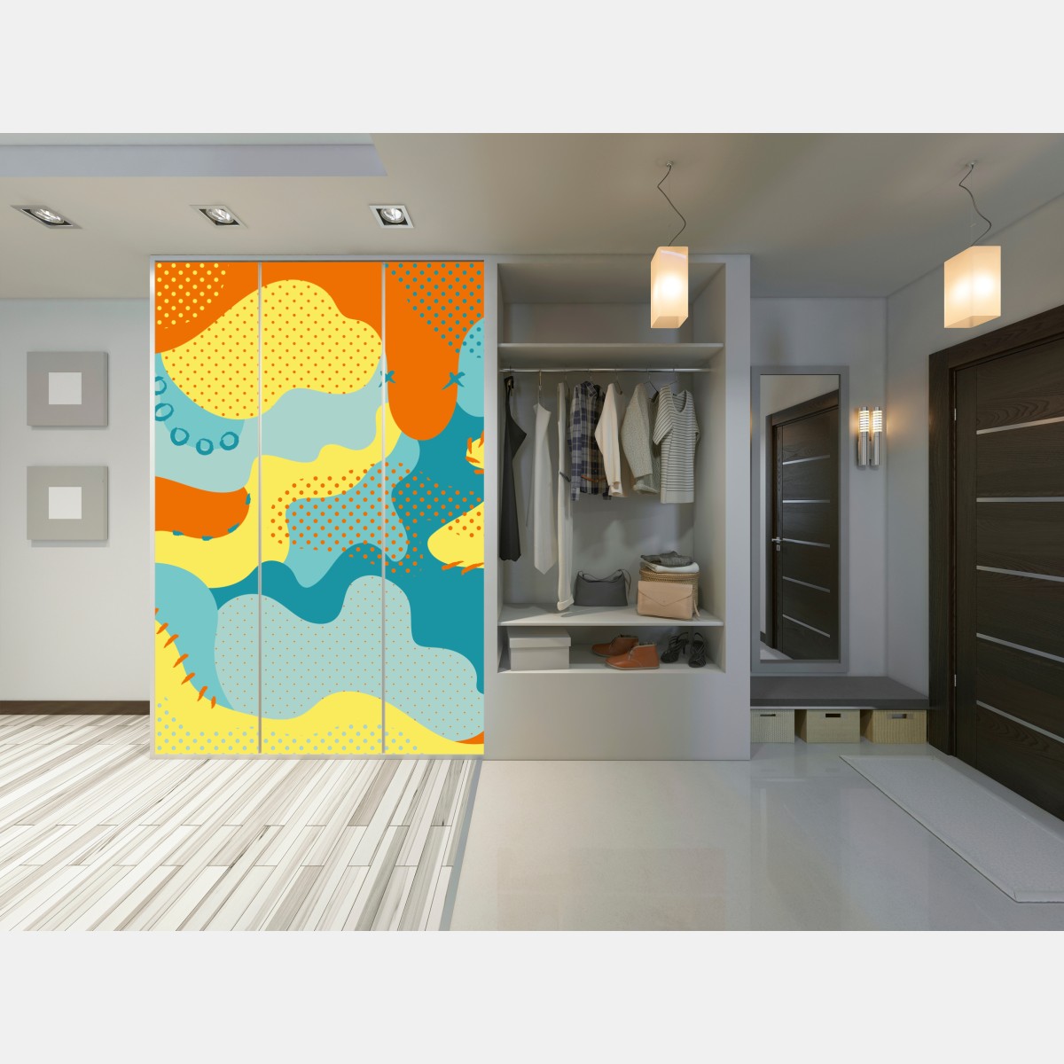 Naklejka na szafę żywy abstrakcyjny motyw pop-art – Wallissimo® Naklejka na szafę żywy abstrakcyjny motyw pop-art – Wallissimo®