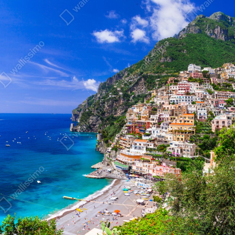Naklejka na szafę słoneczna panorama Positano na Wybrzeżu Amalfi – Wallissimo® Naklejka na szafę słoneczna panorama Positano na Wybrzeżu Amalfi – Wallissimo®