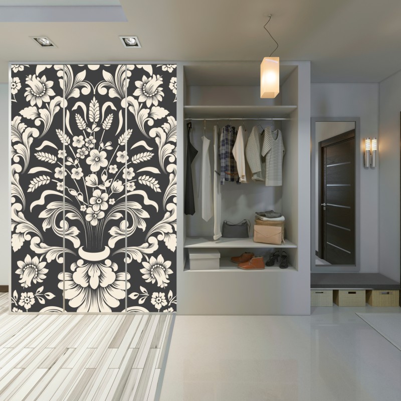 Naklejka na szafę vintage kwiatowy wzór damask – Wallissimo® Naklejka na szafę vintage kwiatowy wzór damask – Wallissimo®