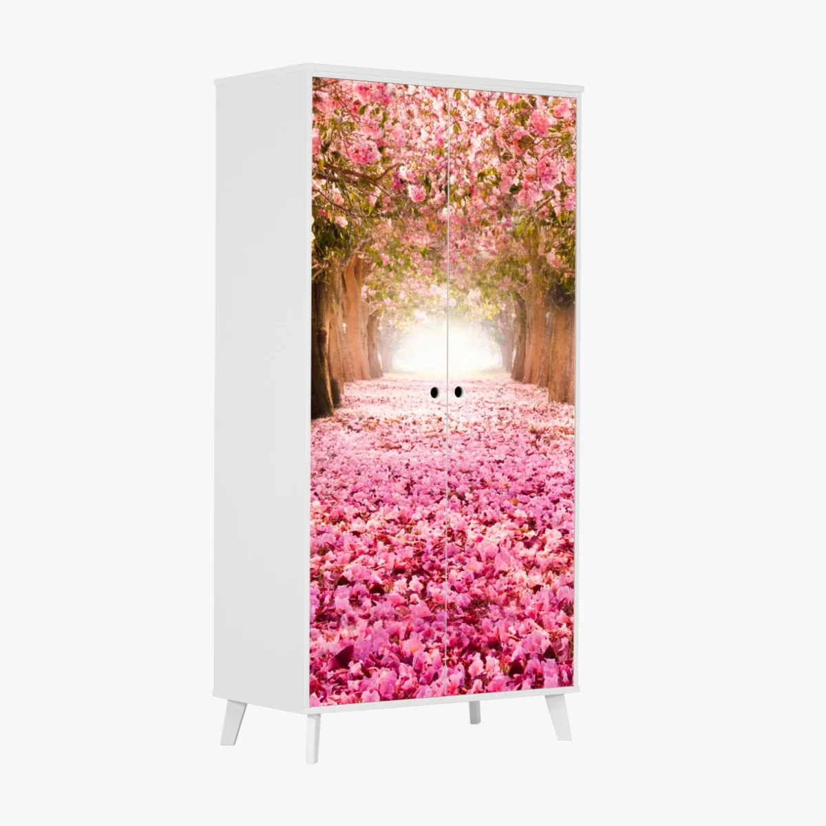 Naklejka na szafę różowa aleja kwiatów wiśni – Wallissimo® Naklejka na szafę różowa aleja kwiatów wiśni – Wallissimo®