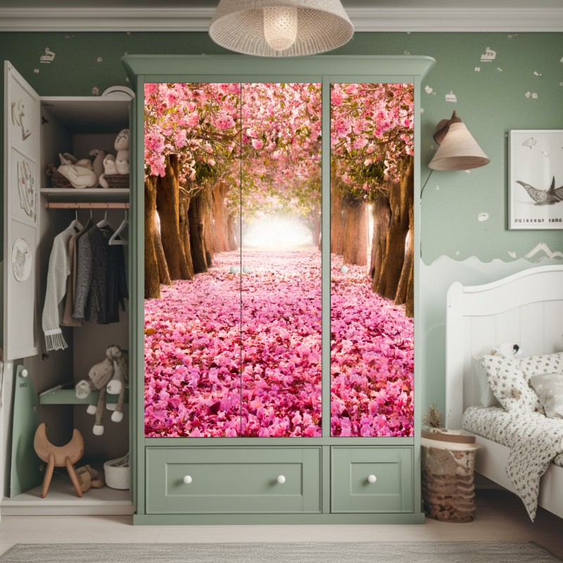 Naklejka na szafę mglisty poranek w lesie – Wallissimo®