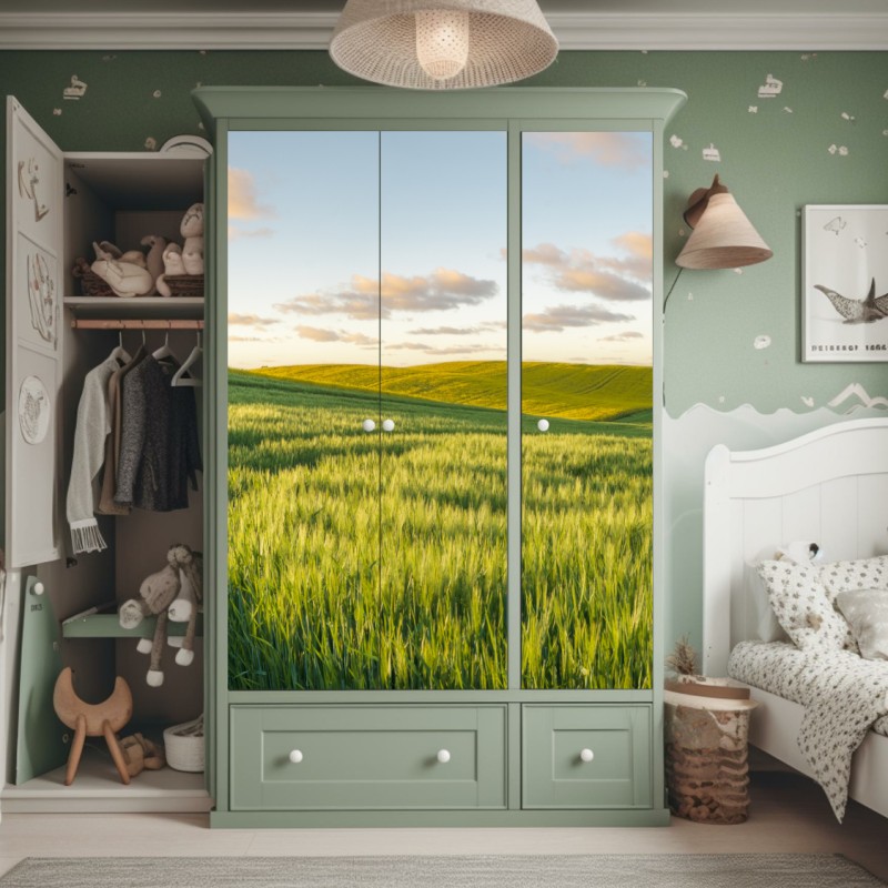 Naklejka na szafę geometryczny wzór art deco w czerni i złocie – Wallissimo®