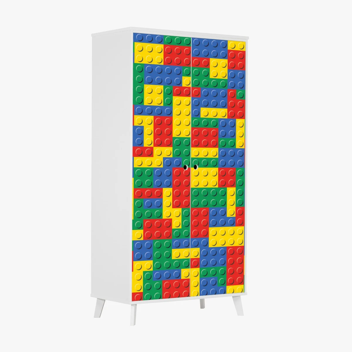 Naklejka na szafę kolorowy wzór klocków konstrukcyjnych – Wallissimo® Naklejka na szafę kolorowy wzór klocków konstrukcyjnych – Wallissimo®