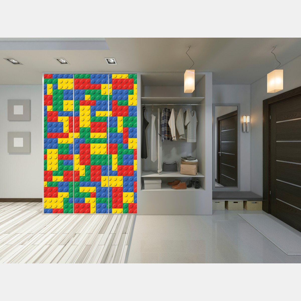 Naklejka na szafę kolorowy wzór klocków konstrukcyjnych – Wallissimo® Naklejka na szafę kolorowy wzór klocków konstrukcyjnych – Wallissimo®