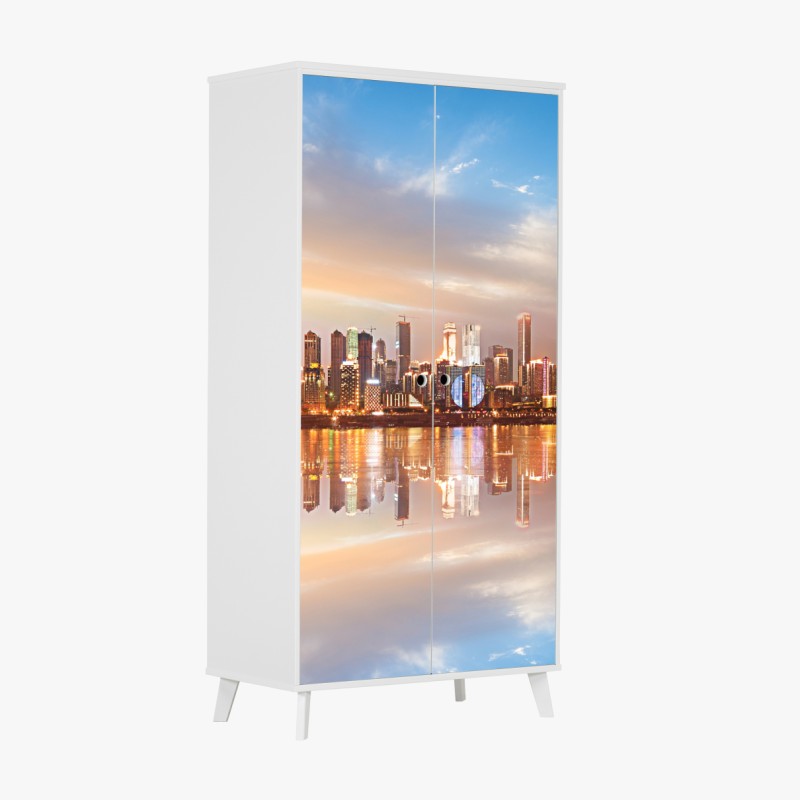 Naklejka na szafę mglista górska panorama – Wallissimo®