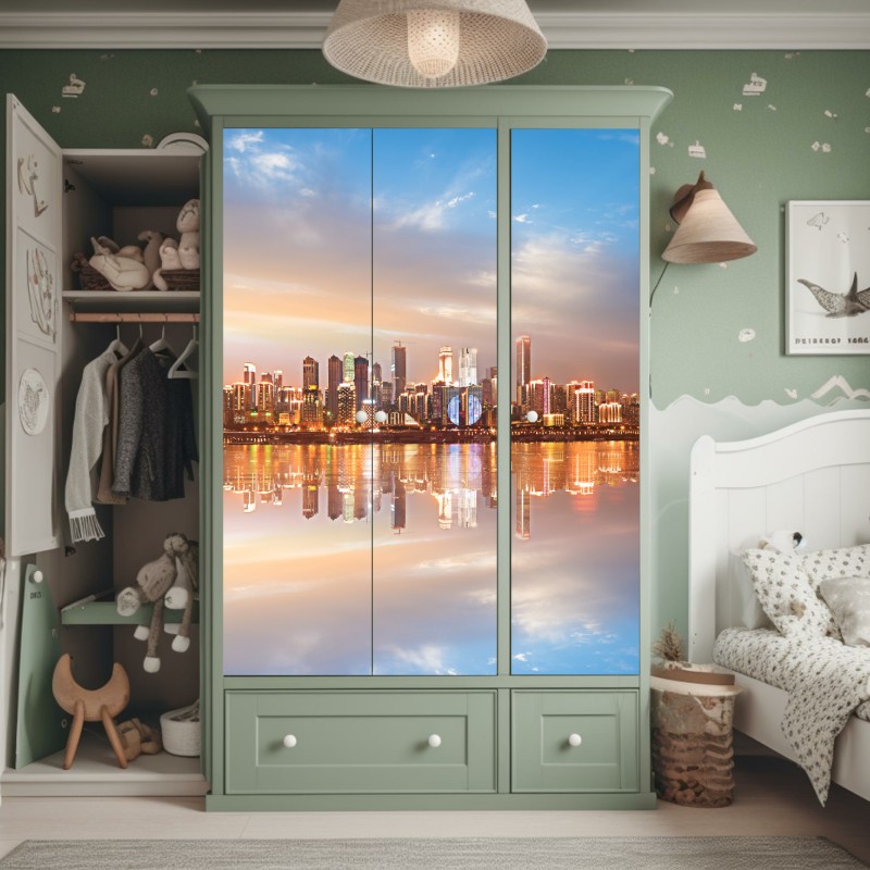 Naklejka na szafę mglista górska panorama – Wallissimo®