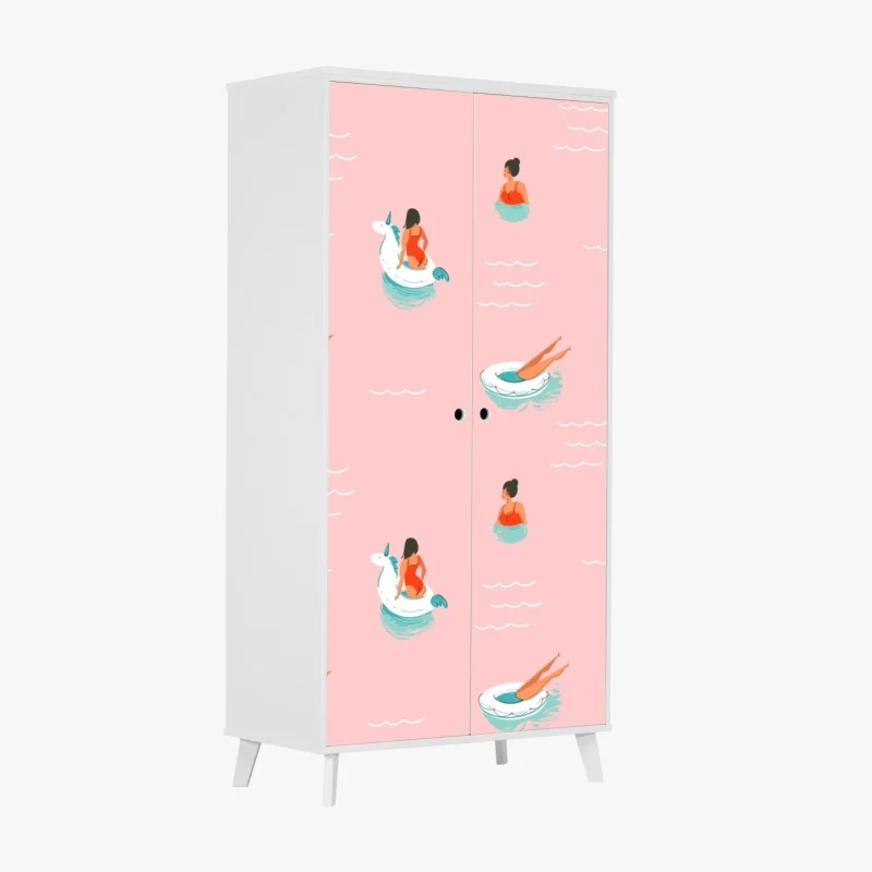 Naklejka na szafę złote tropikalne liście bananowca – Wallissimo®