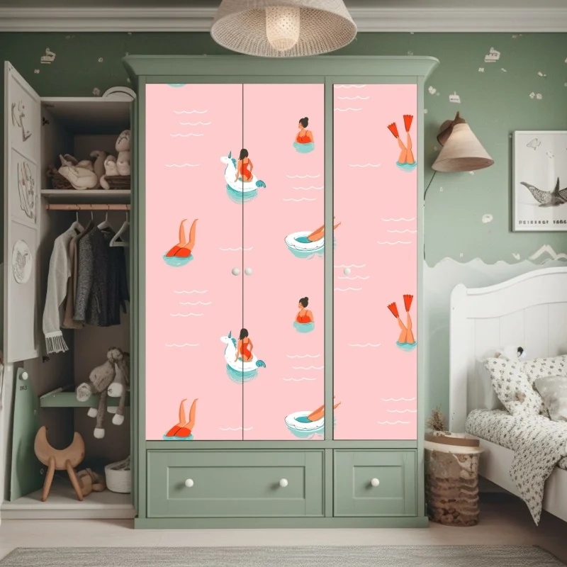 Naklejka na szafę złote tropikalne liście bananowca – Wallissimo®