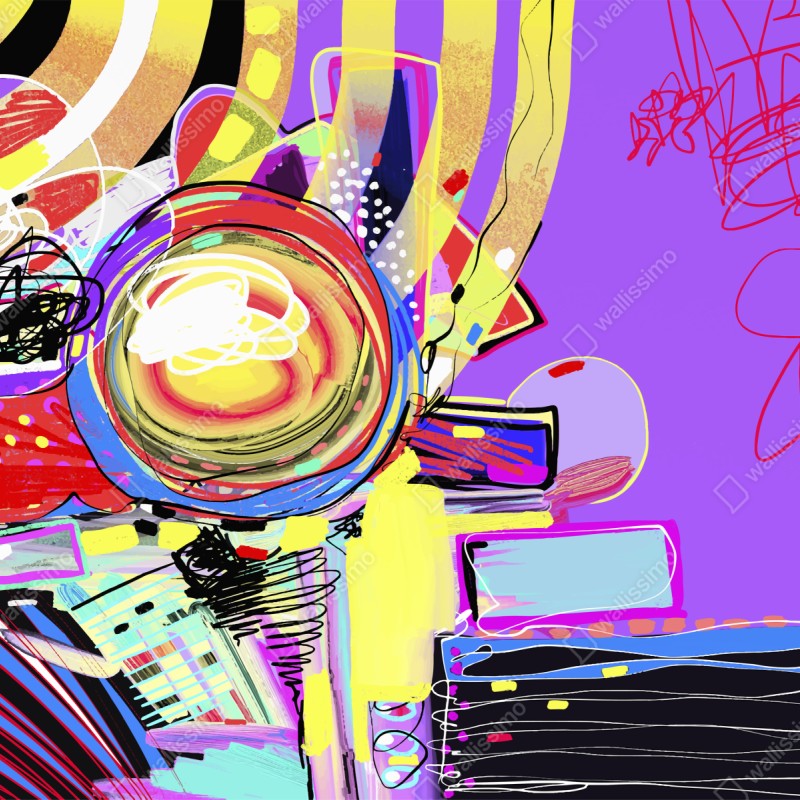 Naklejka na szafę żywa fioletowa kompozycja abstrakcyjna – Wallissimo® Naklejka na szafę żywa fioletowa kompozycja abstrakcyjna – Wallissimo®