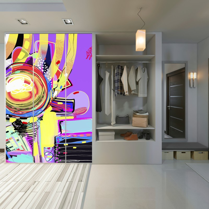 Naklejka na szafę żywa fioletowa kompozycja abstrakcyjna – Wallissimo® Naklejka na szafę żywa fioletowa kompozycja abstrakcyjna – Wallissimo®