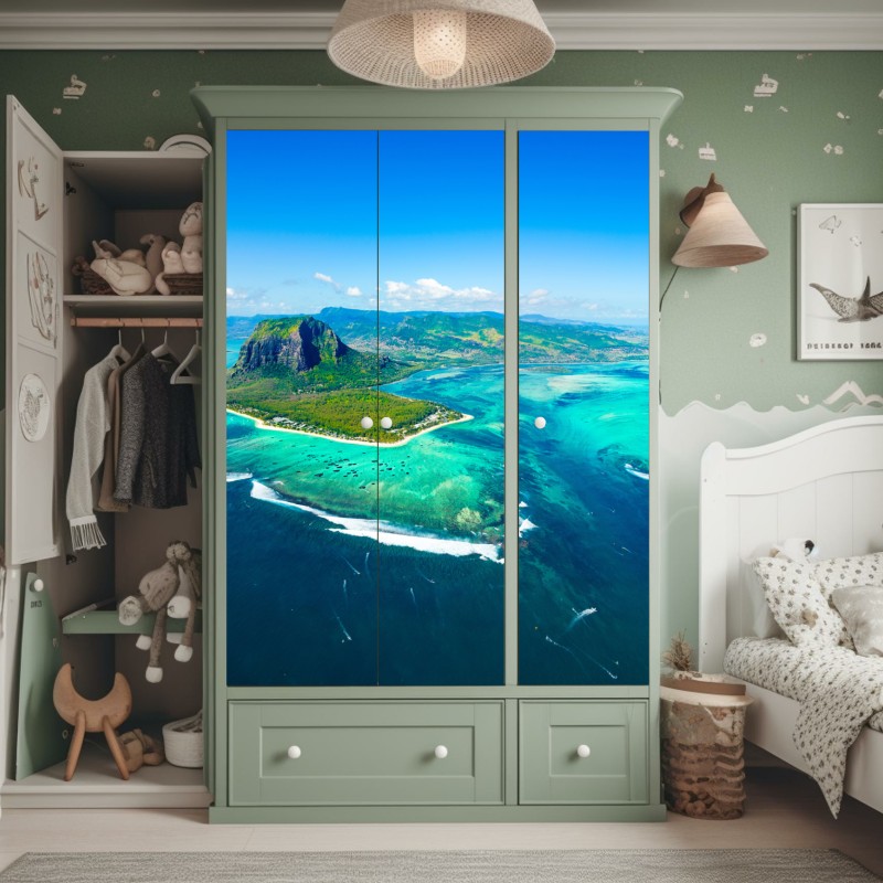 Naklejka na szafę tropikalna dżungla bujnych liści – Wallissimo®