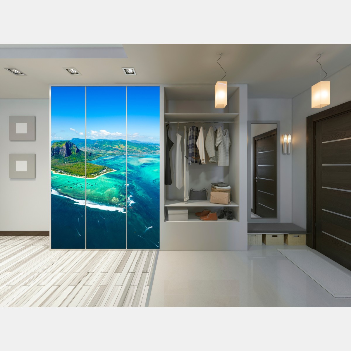 Naklejka na szafę Le Morne turkusowa laguna panorama – Wallissimo® Naklejka na szafę Le Morne turkusowa laguna panorama – Wallissimo®