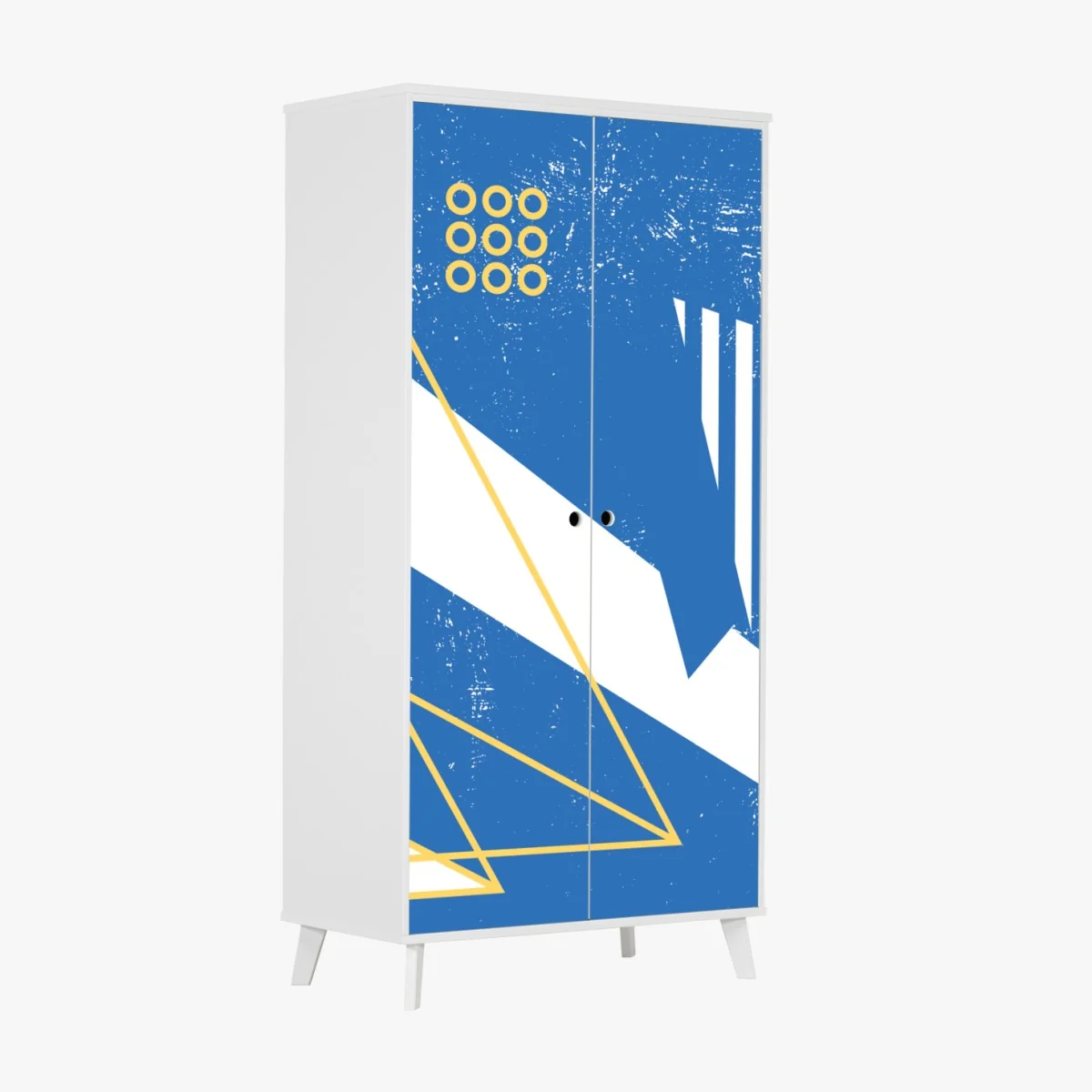 Naklejka na szafę geometryczna abstrakcja w odcieniach niebieskiego – Wallissimo® Naklejka na szafę geometryczna abstrakcja w odcieniach niebieskiego – Wallissimo®