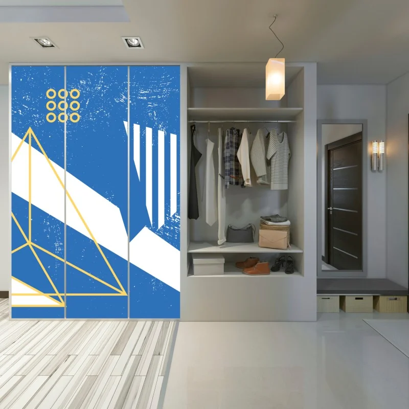 Naklejka na szafę geometryczna abstrakcja w odcieniach niebieskiego – Wallissimo® Naklejka na szafę geometryczna abstrakcja w odcieniach niebieskiego – Wallissimo®