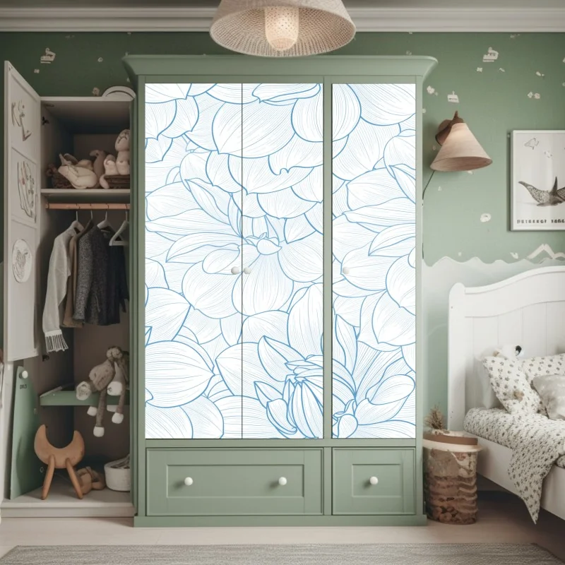 Naklejka na szafę tropikalna dżungla bujnych liści – Wallissimo®