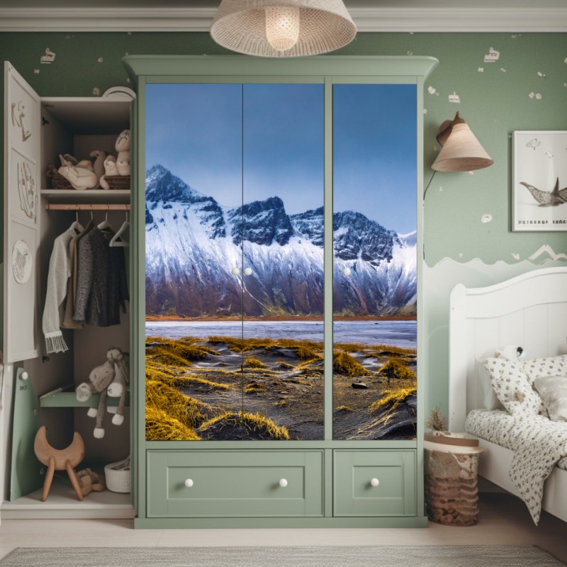 Naklejka na szafę zielona marmurowa faktura abstrakcyjna – Wallissimo®