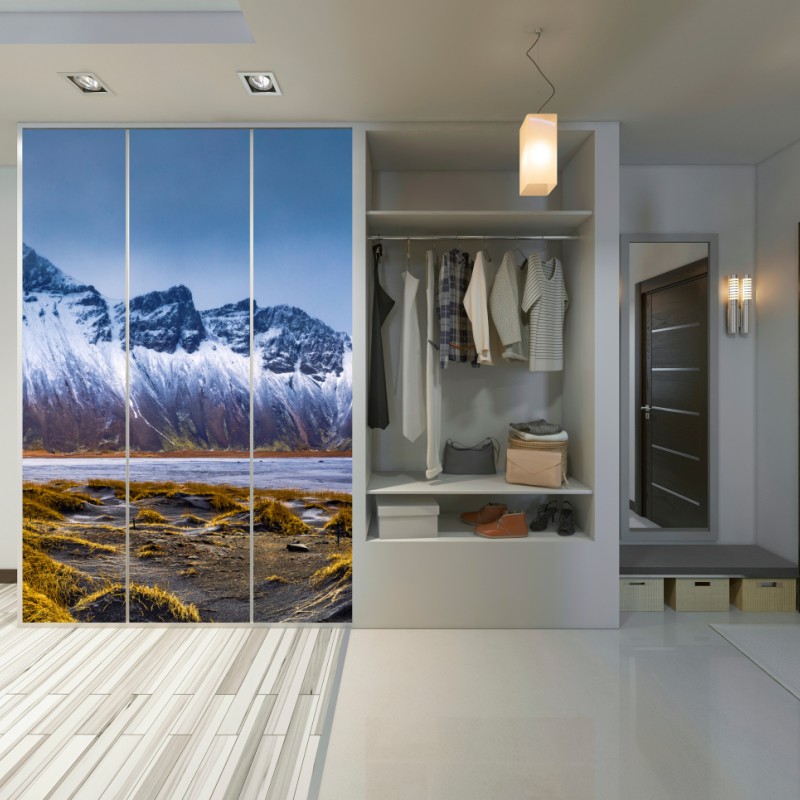 Naklejka na szafę panorama Vestrahorn na Stokksnes – Wallissimo® Naklejka na szafę panorama Vestrahorn na Stokksnes – Wallissimo®