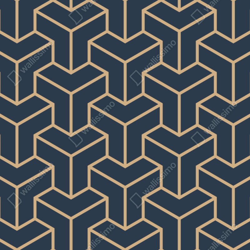 Naklejka na szafę granatowy geometryczny wzór sześcianów – Wallissimo® Naklejka na szafę granatowy geometryczny wzór sześcianów – Wallissimo®