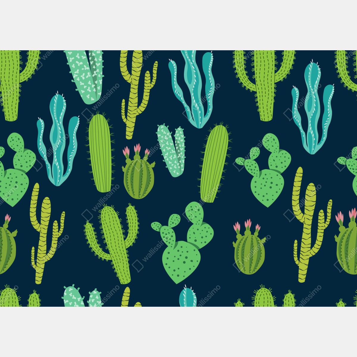 Naklejka na szafę wzór z kaktusami i sukulentami – Wallissimo® Naklejka na szafę wzór z kaktusami i sukulentami – Wallissimo®