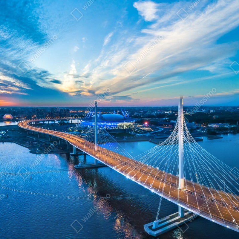 Naklejka na szafę Sankt Petersburg panorama mostu o zmierzchu – Wallissimo® Naklejka na szafę Sankt Petersburg panorama mostu o zmierzchu – Wallissimo®