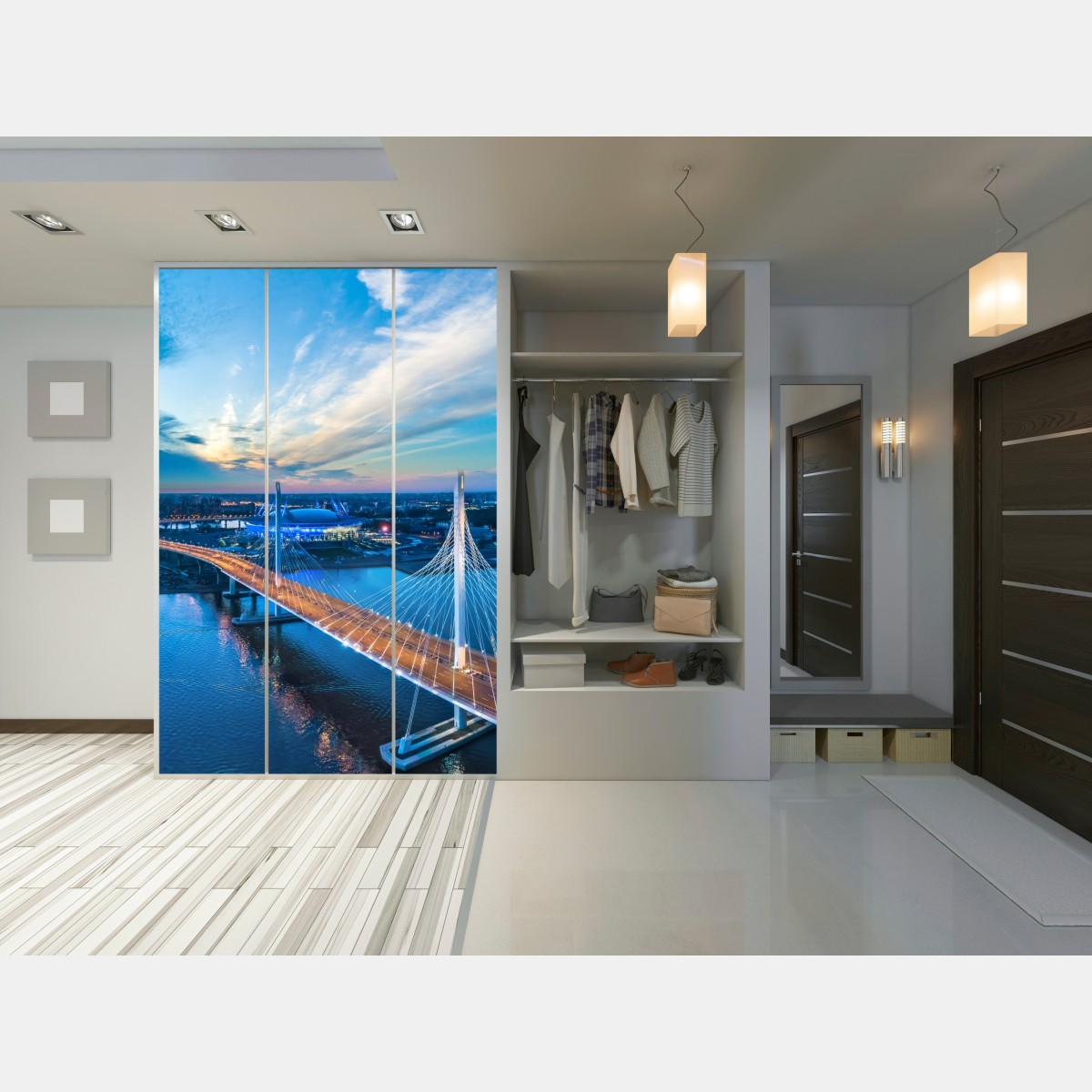 Naklejka na szafę Sankt Petersburg panorama mostu o zmierzchu – Wallissimo® Naklejka na szafę Sankt Petersburg panorama mostu o zmierzchu – Wallissimo®