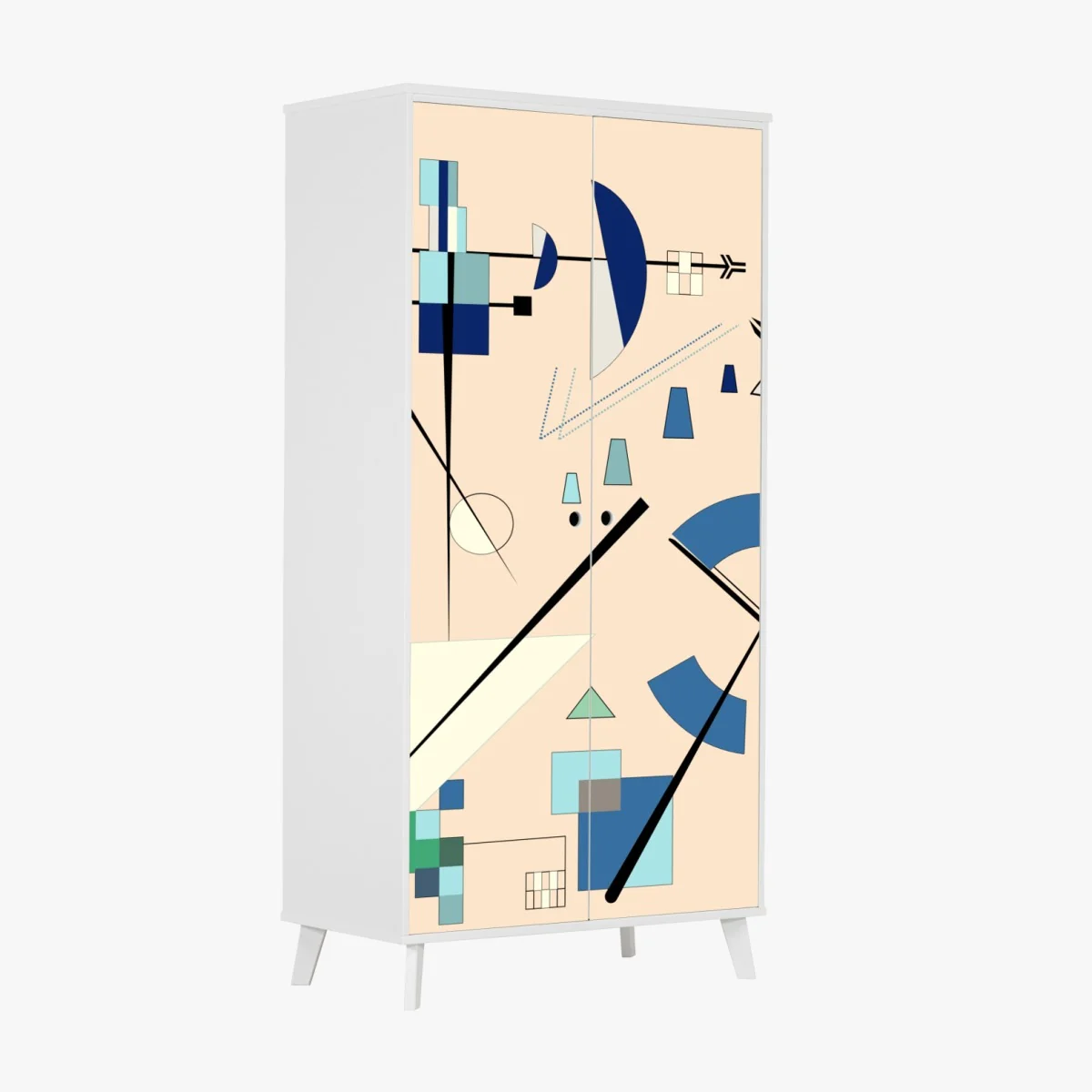 Naklejka na szafę geometryczna kompozycja w pastelach – Wallissimo® Naklejka na szafę geometryczna kompozycja w pastelach – Wallissimo®