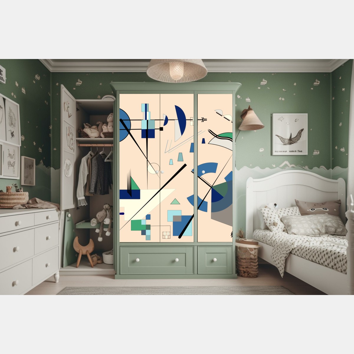 Naklejka na szafę geometryczna kompozycja w pastelach – Wallissimo® Naklejka na szafę geometryczna kompozycja w pastelach – Wallissimo®