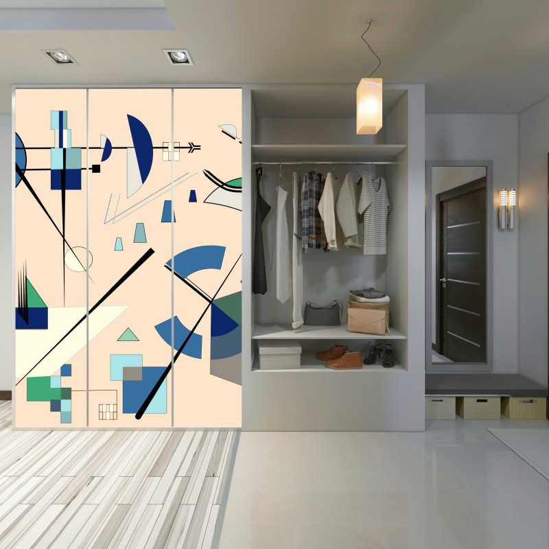 Naklejka na szafę geometryczna kompozycja w pastelach – Wallissimo® Naklejka na szafę geometryczna kompozycja w pastelach – Wallissimo®