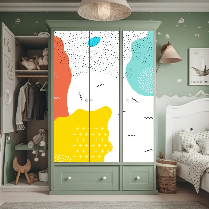 Naklejka na szafę tropikalna plaża z palmami i żaglówką – Wallissimo®